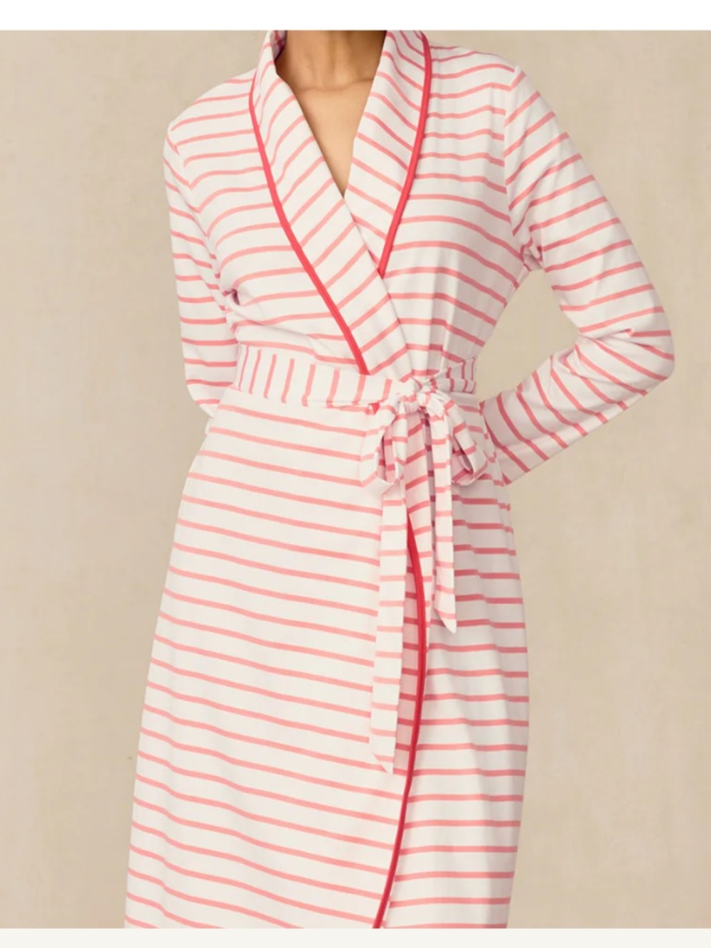LAKE Pima Robe in Geranium Boating Stripe - size Small